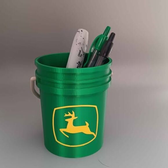 Mini 3D Printed Bucket John Deere Pen Holder Desk Organizer - Picture 3 of 5